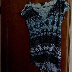 Blue patterned blouse